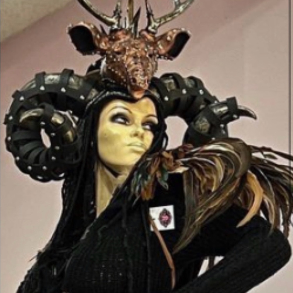 Halloween Costume or RAVE Unique Black and Brown Horned Headpiece